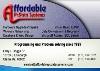Affordable PcData Systems  Olathe Computer Repair