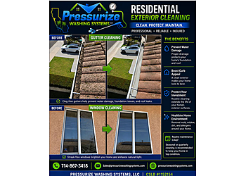 Pressurize Washing Systems - Pomona, CA Gutter Cleaners