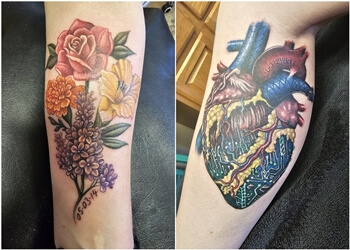 His and hers fish hook heart tattoo - Seth Snell Tattoo Studio