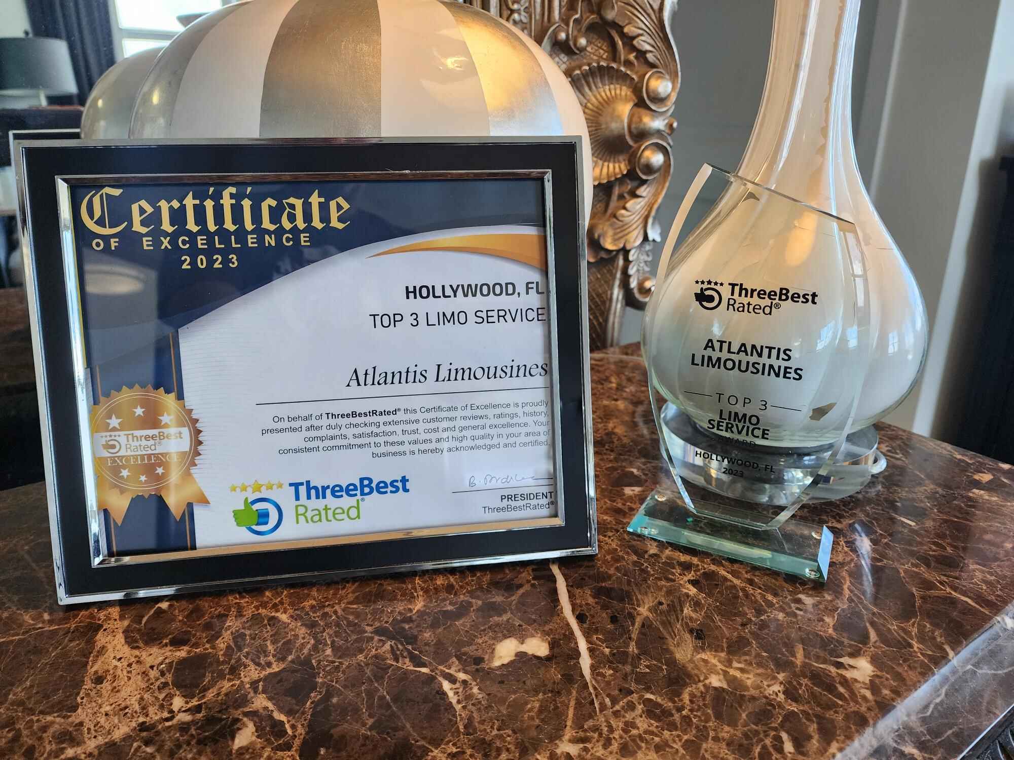 Atlantis Limousines 2024 ThreeBestRated Award Winner