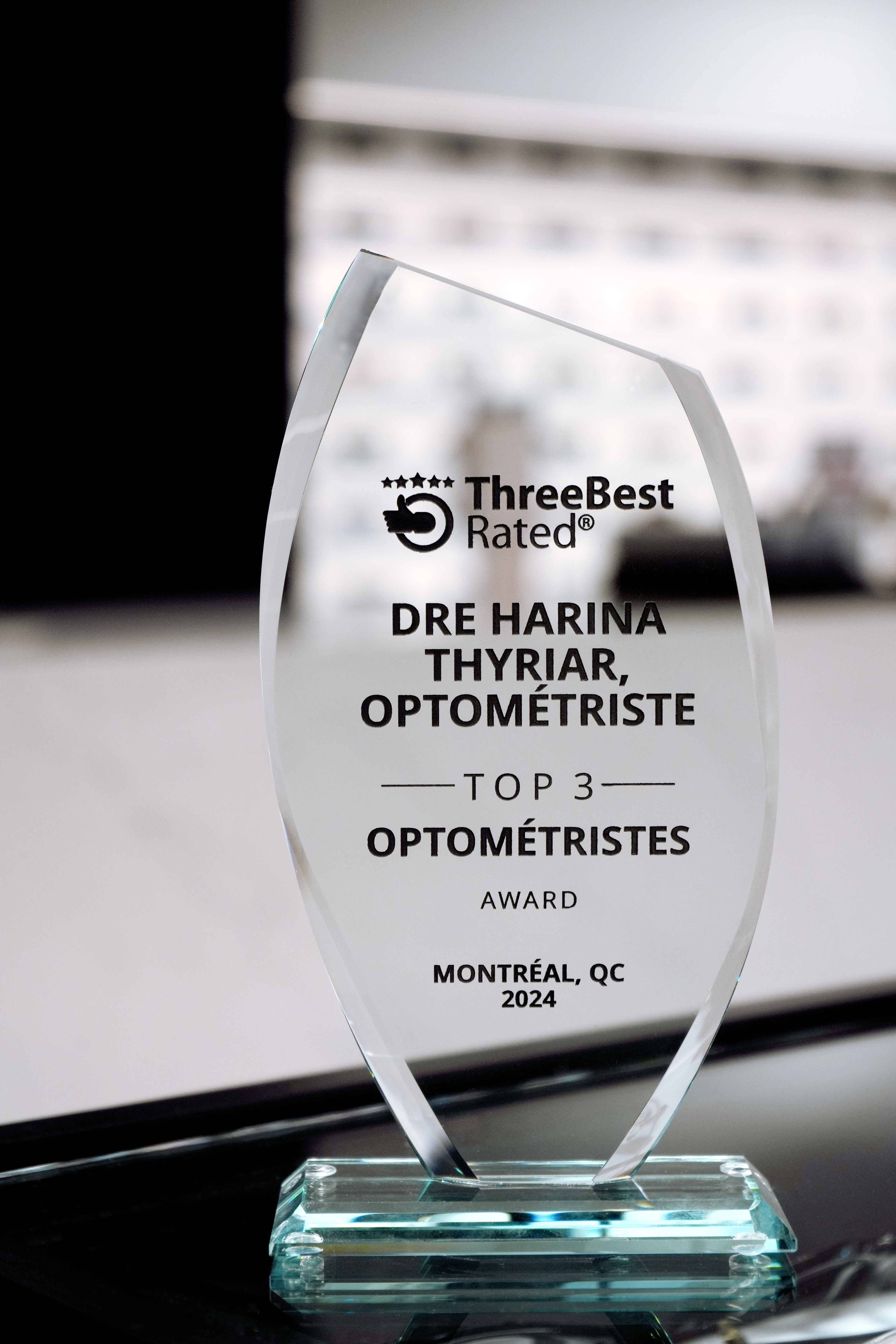 Dr. Harina Thyriar, OD - HARINA Optométristes 2024 ThreeBestRated Award Winner